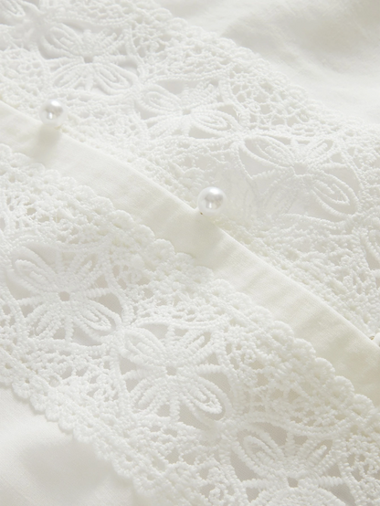 Isabella - Blusa Blanca Elegante con Encaje