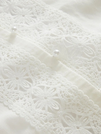 Isabella - Blusa Blanca Elegante con Encaje