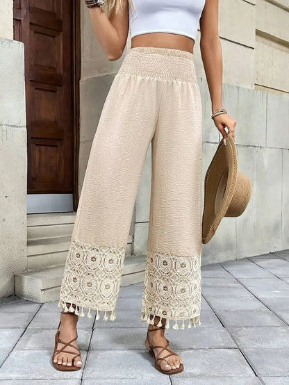 Valeria - Pantalón Fluido Crochet Bohemio