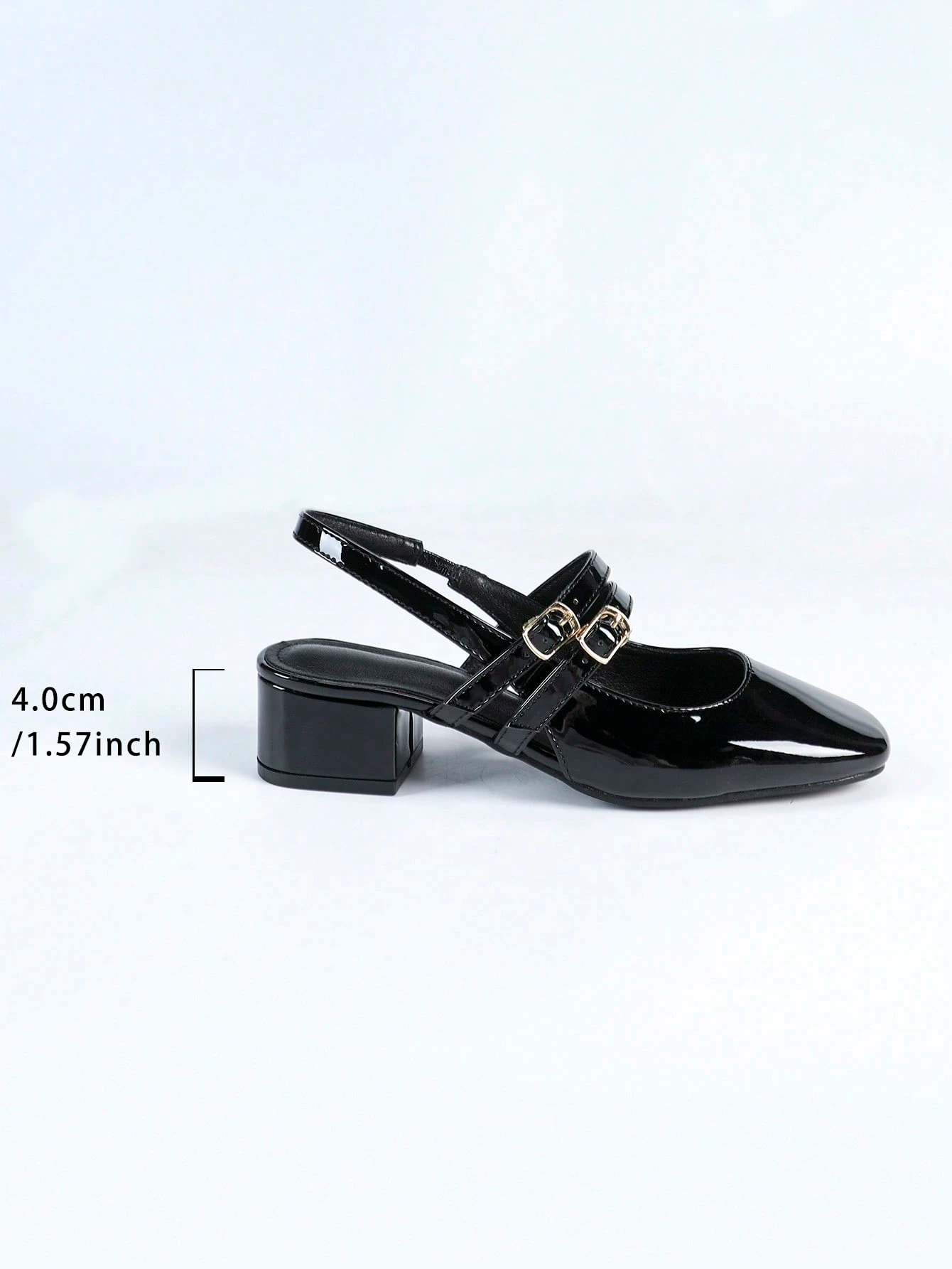 Carlota - Slingback de Charol con Doble Tira y Tacón Bloque