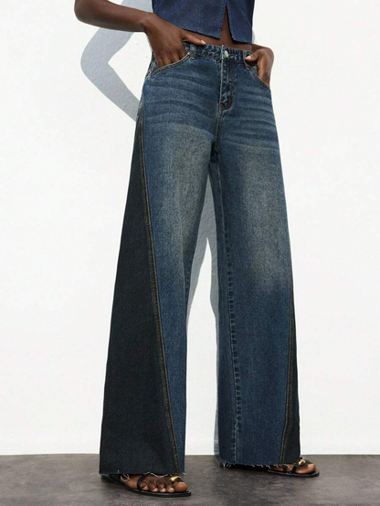 Valeria – Pantalón Denim Wide Contrast