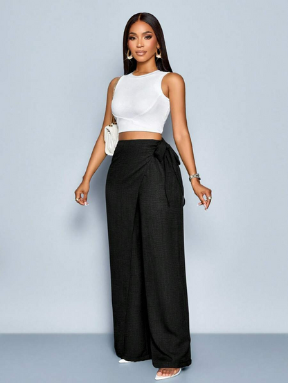 Nadia - Pantalón Palazzo Cruzado con Lazo lateral