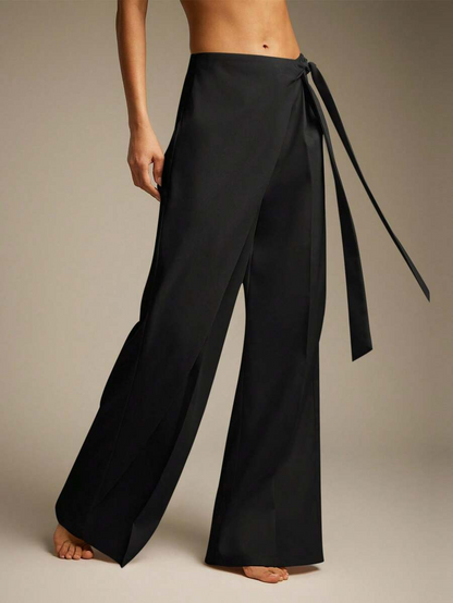 Allegra - Pantalón Wide Leg Drapeado con Lazo Suelto