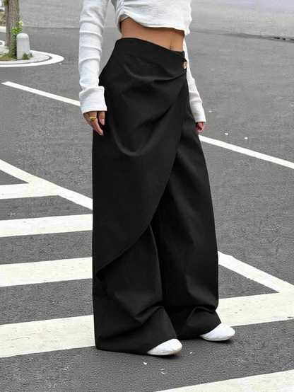 Isabela - Pantalón Wide Leg Cruzado con Botón