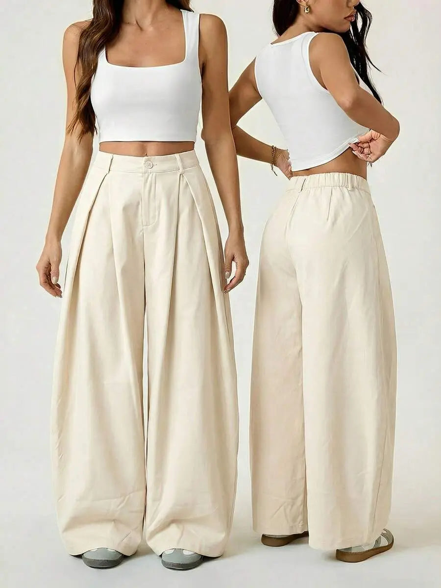 Ámbar - Pantalón Bombacho con Pinzas y Caída Extra