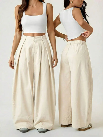 Ámbar - Pantalón Bombacho con Pinzas y Caída Extra