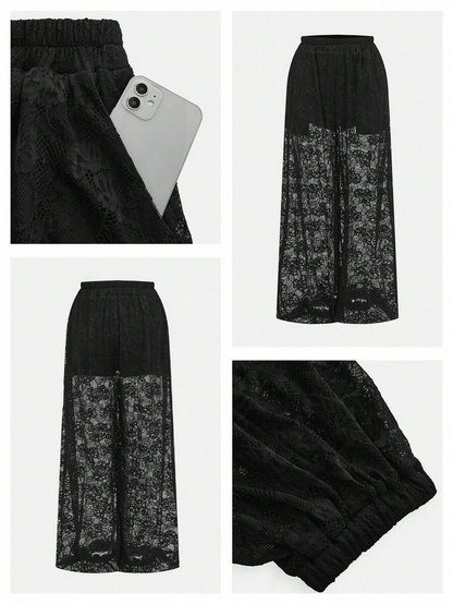 Noir - Pantalón bombacho de encaje negro