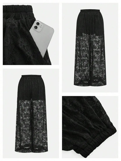 Noir - Pantalón bombacho de encaje negro
