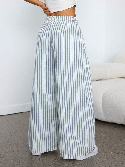 Marina - Pantalón Bombacho de Rayas con Pinzas