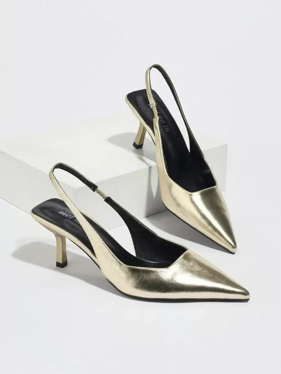 Vega - Slingback de Tacón Kitten con Punta Fina