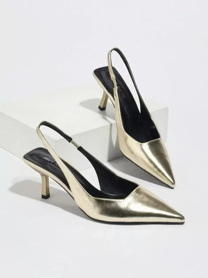 Vega - Slingback de Tacón Kitten con Punta Fina