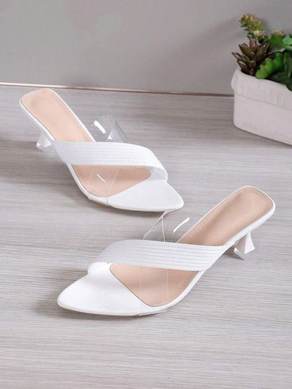 Luna - Tacones de Tira Elástica con Detalle Transparente