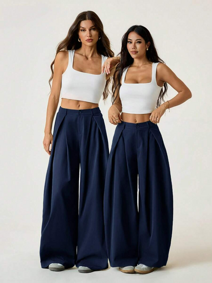 Ámbar - Pantalón Bombacho con Pinzas y Caída Extra