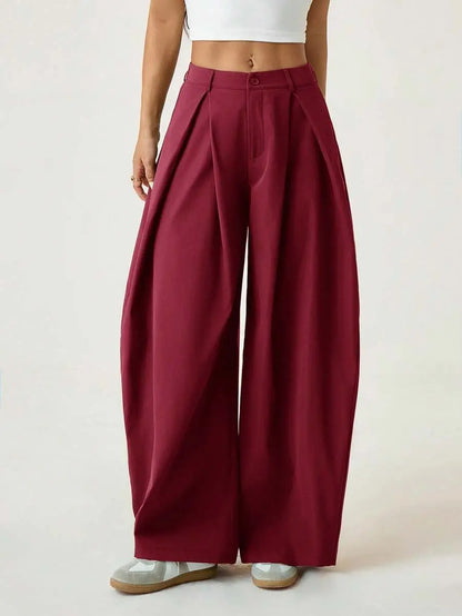 Ámbar - Pantalón Bombacho con Pinzas y Caída Extra