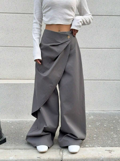 Isabela - Pantalón Wide Leg Cruzado con Botón