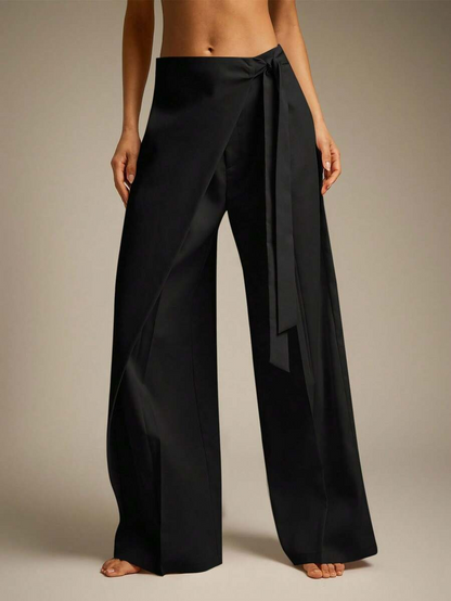 Allegra - Pantalón Wide Leg Drapeado con Lazo Suelto