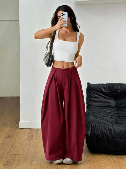 Ámbar - Pantalón Bombacho con Pinzas y Caída Extra
