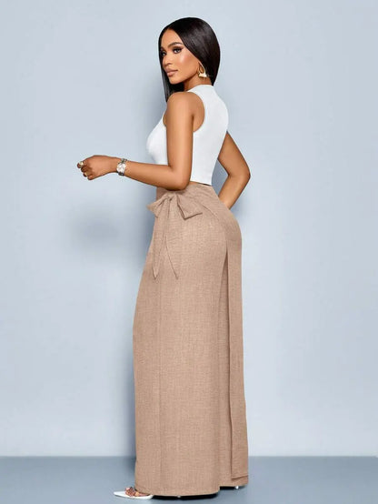 Nadia - Pantalón Palazzo Cruzado con Lazo lateral