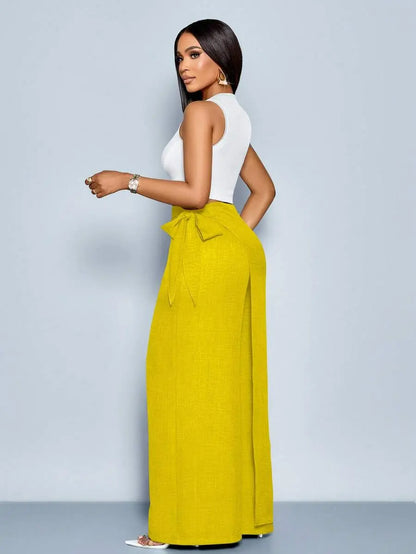 Nadia - Pantalón Palazzo Cruzado con Lazo lateral
