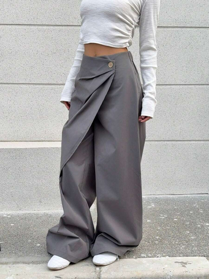 Isabela - Pantalón Wide Leg Cruzado con Botón