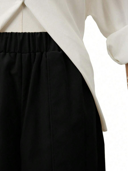 Palma - Pantalón Culotte Ancho con Pinzas y Cintura Elástica