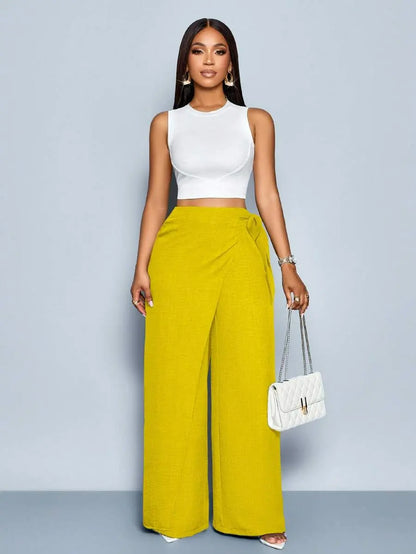Nadia - Pantalón Palazzo Cruzado con Lazo lateral