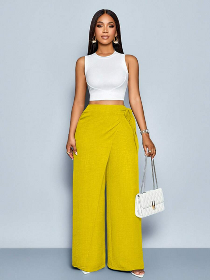 Nadia - Pantalón Palazzo Cruzado con Lazo lateral