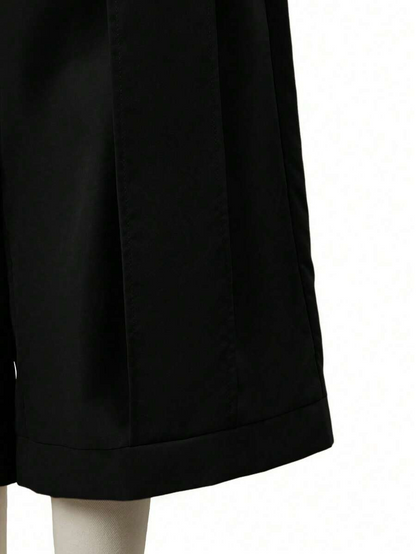 Palma - Pantalón Culotte Ancho con Pinzas y Cintura Elástica